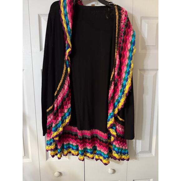 Double Zero Boutique Black Women's Size Large Multicolor Crochet Trim - Picture 1 of 5